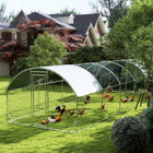 PawHut Galvanized Large Metal Chicken Coop Cage  - 9.2' × 31.2' × 6.5'-Tall height allows owners to enter and exit feeding areas easily
