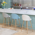 Homy Casa 26'' Counter Height Bar Stools with Blue Upholstered Fabric Seat - 2 Pack-Built-In Footrest: Footrest included for enhanced comfort and a relaxed sitting experience.