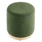 Modway Tilden 16" Round Sherpa Upholstered Ottoman - Moss Green/Natural-Weight Capacity: 506 lbs.