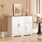 HOMCOM 40" Modern Sideboard Cabinet with Drawers & Storage Doors - White-Modern embossed white finish and natural wood-effect top easily enhance your home decor