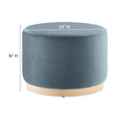Modway Tilden Large 23" Round Performance Velvet Upholstered Ottoman - Cadet Blue/Natural-Stain-Resistant Fabric