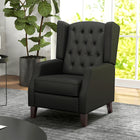 HOMCOM Faux Leather Accent Chair with Wood Legs - Thick Padding for Living Room - Black-Deep foam padding all over with spring pack inside to sink in comfortably   
