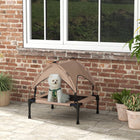 PawHut Elevated Cooling Dog Cot Bed with Canopy for Small and Medium Dogs - Coffee-Breathable mesh promotes cooling airflow for pet comfort 