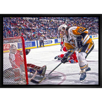 Mario Lemieux Penguins vs Capitals - Framed Canvas - 31" x 22"-Premium canvas print with gallery-wrapped edges