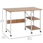 HOMCOM 42.1" Folding Computer Desk with Storage Shelves - Natural-Storage shelf on the bottom to save the space