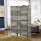 HOMCOM 4 Panel Hand-Woven Freestanding Room Divider for Home Office Bedroom - Mixed Grey-Lightweight design makes it easy to move 
