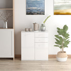 HOMCOM 28" L High Gloss Sideboard with 2 Drawers and 2 Doors - High Gloss White-Storage space with 2 drawers and 2 door cabinets 