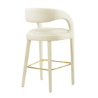 Modway Pinnacle Performance Velvet Bar Stool - Ivory Gold - Set of 2-7