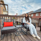 Outsunny Rocking Bistro Set with Cushions - Grey-Zippered seat cushions with removable, washable covers for easy maintenance 
