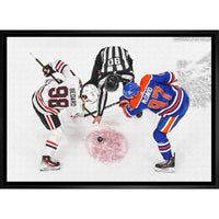 Connor Bedard and Connor Mcdavid Blackhawks - Framed Canvas - 22" x 31"-Premium canvas print with gallery-wrapped edges