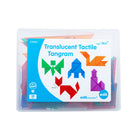 edxeducation Translucent Tactile Tangrams - Set of 35-Tidy and portable: These manipulatives are packaged in a plastic case that snaps shut for easy clean up and secure storage. Take this colorful activity with you wherever you go