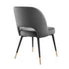 Modway Rouse Performance Velvet Dining Side Chairs - Charcoal - 2 Pack-Splayed and Tapered Legs