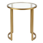 Hudson&Canal Mitera 20"W Round Side Table - Brass-Features a tempered glass top