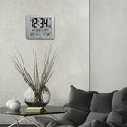 Marathon Slim Atomic Full Calendar Clock with Large 3.25" Digits - Indoor Temperature and Humidity - Grey-Face Size: 7.5 x 6"