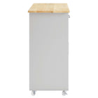 Modway Culinary Kitchen Cart With Towel Bar - Light Grey Natural-Full-Glide Drawers