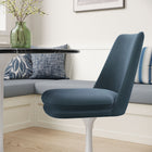 Modway Lippa Swivel Dining Performance Velvet Side Chair - White Cadet Blue-Removable Seat Cushion