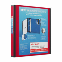 Staples Better Binder - 1-1/2" - Red-Longer lasting, easier to use