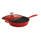 Tramontina 10" Enameled Cast Iron Series 1000 Covered Skillet - Gradated Red-Vibrant, gradated finish for an elegant and seamless stovetop to tabletop serving presentation