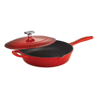 Tramontina 10" Enameled Cast Iron Series 1000 Covered Skillet - Gradated Red-Vibrant, gradated finish for an elegant and seamless stovetop to tabletop serving presentation