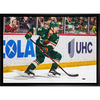 Matt Boldy Wild Skating - Framed Canvas - 31" x 22"-Premium canvas print with gallery-wrapped edges