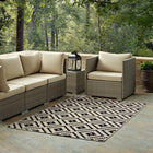 Modway Perplex Geometric Diamond Trellis Indoor/Outdoor Area Rug - 5 ft W x 8 ft L - Black/Beige-Tight Low Pile Weave