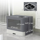 PawHut Cat Litter Box with Front Enter & Top Exit Tray - Grey-Compact and easy-to-store design 
