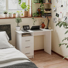 HOMCOM 39.4" Computer Desk with Storage - White-Made from particle board with a veneered finish for long-lasting use