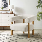 Modway Sable Upholstered Fabric Armchair - Ivory Natural-Wood Frame