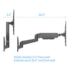 ShoppingAll Pneumatic Gas Spring Single Monitor Wall Mount - Black-Built-in gas spring system allows effortless position adjustment for your monitor and TV