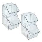 Azar Clear Organizer Two-Tier Extra Small Plastic Storage Bin - 10.25" x 5.25"x 5.12" - Clear - 2 Pack-Space-saving two-tier design creates vertical organization without added bulk