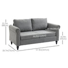 HOMCOM Loveseat Sofa with Curved Armrests - Light Grey-Removable and washable back cushion cover for added convenience