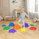 Outsunny Larger Size Balance Stepping Stones with Non-slip Bottom - Multicoloured - Set of 11-High density plastic can hold up to 176 lb