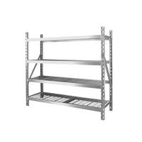 Hardware Machinery Heavy Duty Storage Rack Steel Garage Shelving Unit - Silver-Heavy-duty steel construction for maximum strength and durability