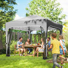 Outsunny 10 ft W x 10 ft L Pop Up Canopy Central Lock Outdoor Screen Party Tent-Fire resistant 210D Oxford fabric with silver and PU double coating for UPF50+ sun protection