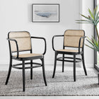 Modway Winona Wood Dining Chair - Black - 2 Pack-Includes Non-Marking Foot Caps