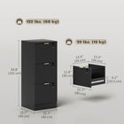 HOMCOM 3-Drawer Fluted Vertical Letter/A4 Filing Cabinet with Lock - Black-Anti-tip kits ensure stability and safety

