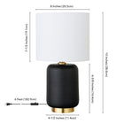 Hudson&Canal Lambert 15" Tall Ceramic Table Lamp with Fabric Shade - Matte Black/White-Clean with a soft, dry cloth and no harsh chemicals or abrasive cleaning materials