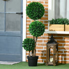 HOMCOM 3.6' Three Ball Boxwood Topiary for Indoor Outdoor - Green-Ball-shaped bushes introduce interesting greenery anywhere 