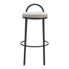 Zuo Sisal Barstool - Beige Tweed - Set of 2-Soft chenille fabric