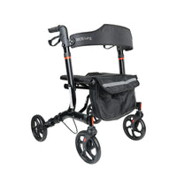 BIOS Living Onyx Rollator - 19" -Cross-folding frame allows for side to side folding and can stand independently in the folded position
