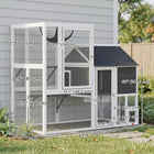 PawHut Catio Outdoor Cat Enclosure - 63" L - 4-Way Door-The large enclosed main house offers a secure shelter from the elements
