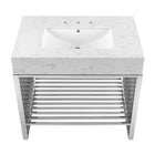Modway Gridiron 36" Bathroom Vanity - White/Silver-Artificial Marble Sink