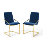 Modway Pitch Performance Velvet Dining Armchair - Gold/Navy - 2 Pack-Modern Dining Chair