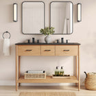 Modway Zaire 48" Double Sink Bathroom Vanity - Natural/Black-Metal Handle Pulls