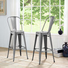 Modway Promenade Metal Bar Side Stool - Gunmetal-Some Assembly Required