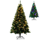 MotionGrey Artificial Christmas Tree - 6 ft Hinged Tree with Warm LED Lights - Green-Includes 267 red berry accents and full, realistic branches for a rich and vibrant holiday look