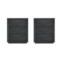 Manhattan Comfort Evelyn 20" Modern 3-Drawer Nightstand 2-Piece Set - Charcoal Grey-Modern Nightstand for Bedroom and Living Room Use. Set of 2