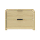 Manhattan Comfort Grace 28" Modern Nightstand - Natural Oak/Black-Modern Nightstand for Bedroom and Living Room Use