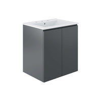 Modway Bryn 24" Wall-Mount Bathroom Vanity - Grey/White-Modern Bathroom Vanity