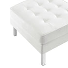 Modway Loft Tufted Vegan Leather Ottoman - Silver/White-Non-Marking Foot Caps